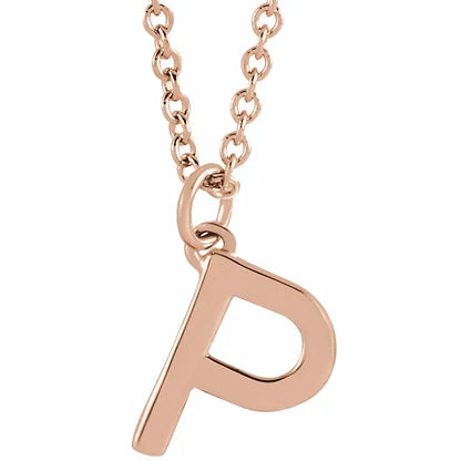 Uppercase letter P pendant in 18K rose gold-plated sterling silver