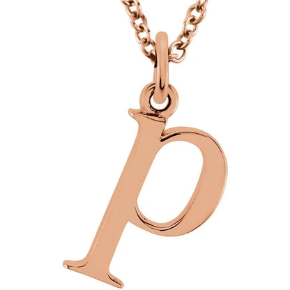 Lowercase letter p pendant in 18K rose gold-plated sterling silver