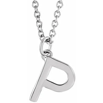 Uppercase letter P pendant in sterling silver