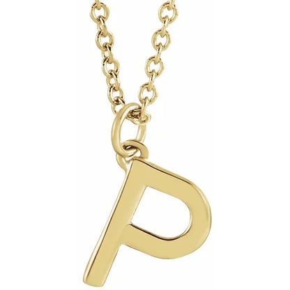 Uppercase letter P pendant in 18K yellow gold-plated sterling silver