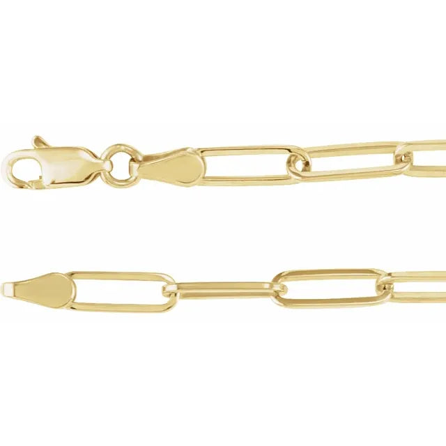 18K yellow gold-plated sterling silver paperclip necklace front view