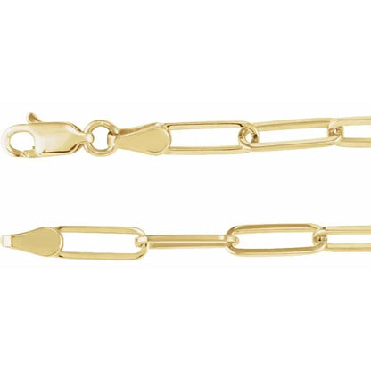 18K yellow gold-plated sterling silver paperclip necklace front view