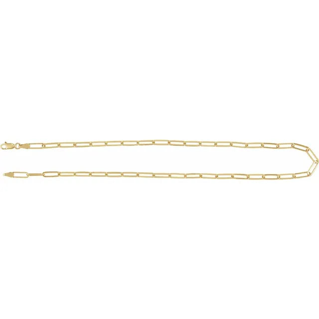18K yellow gold-plated sterling silver paperclip necklace angled view