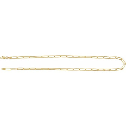 18K yellow gold-plated sterling silver paperclip necklace angled view