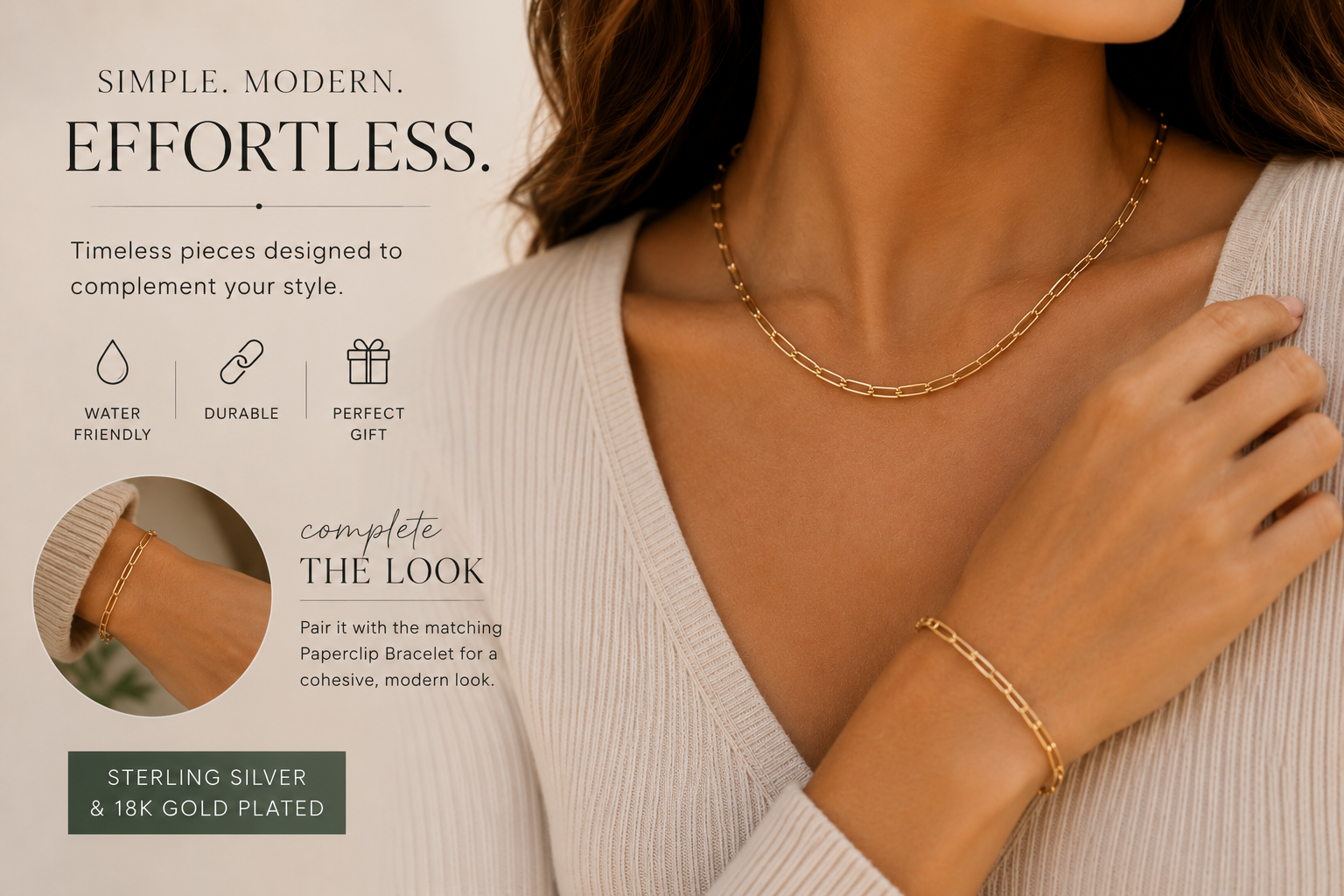 Paperclip necklace lifestyle image
