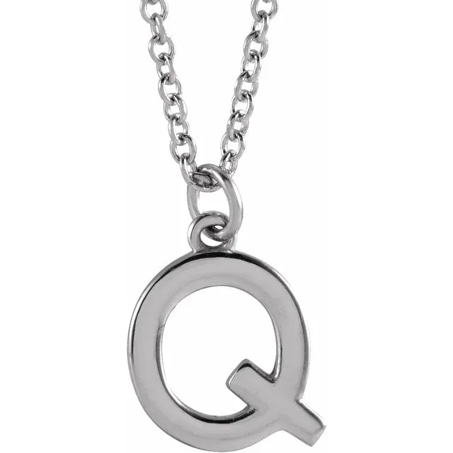 Uppercase letter Q pendant in sterling silver