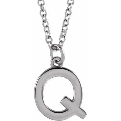 Uppercase letter Q pendant in sterling silver
