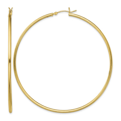Classic 2mm gold-tone sterling silver hoop earrings, 70 mm — hero view