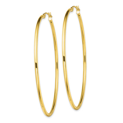 Classic 2mm gold-tone sterling silver hoop earrings, 65 mm — alternate view