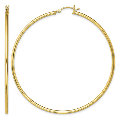 Classic 2mm gold-tone sterling silver hoop earrings, 65 mm — hero view