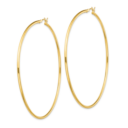 Classic 2mm gold-tone sterling silver hoop earrings, 80 mm — alternate view