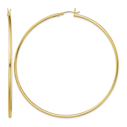 Classic 2mm gold-tone sterling silver hoop earrings, 80 mm — hero view