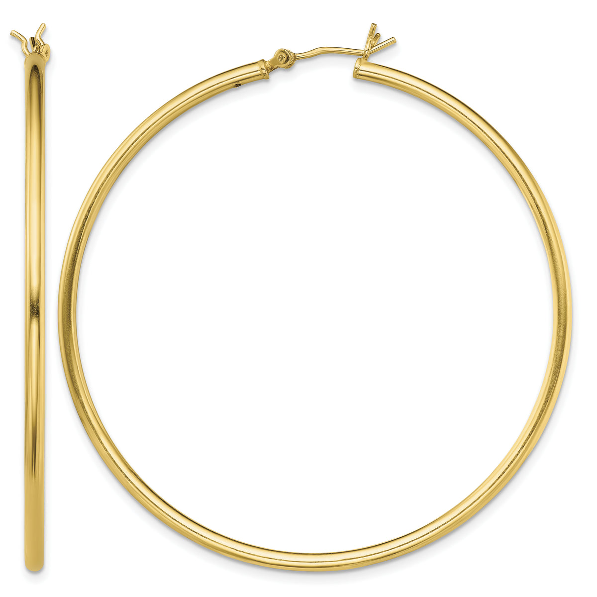 Classic 2mm gold-tone sterling silver hoop earrings, 55 mm — hero view