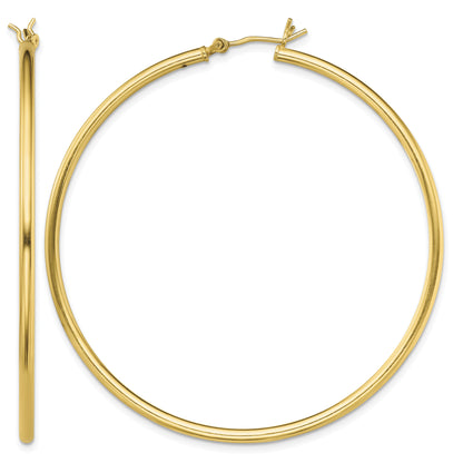 Classic 2mm gold-tone sterling silver hoop earrings, 55 mm — hero view