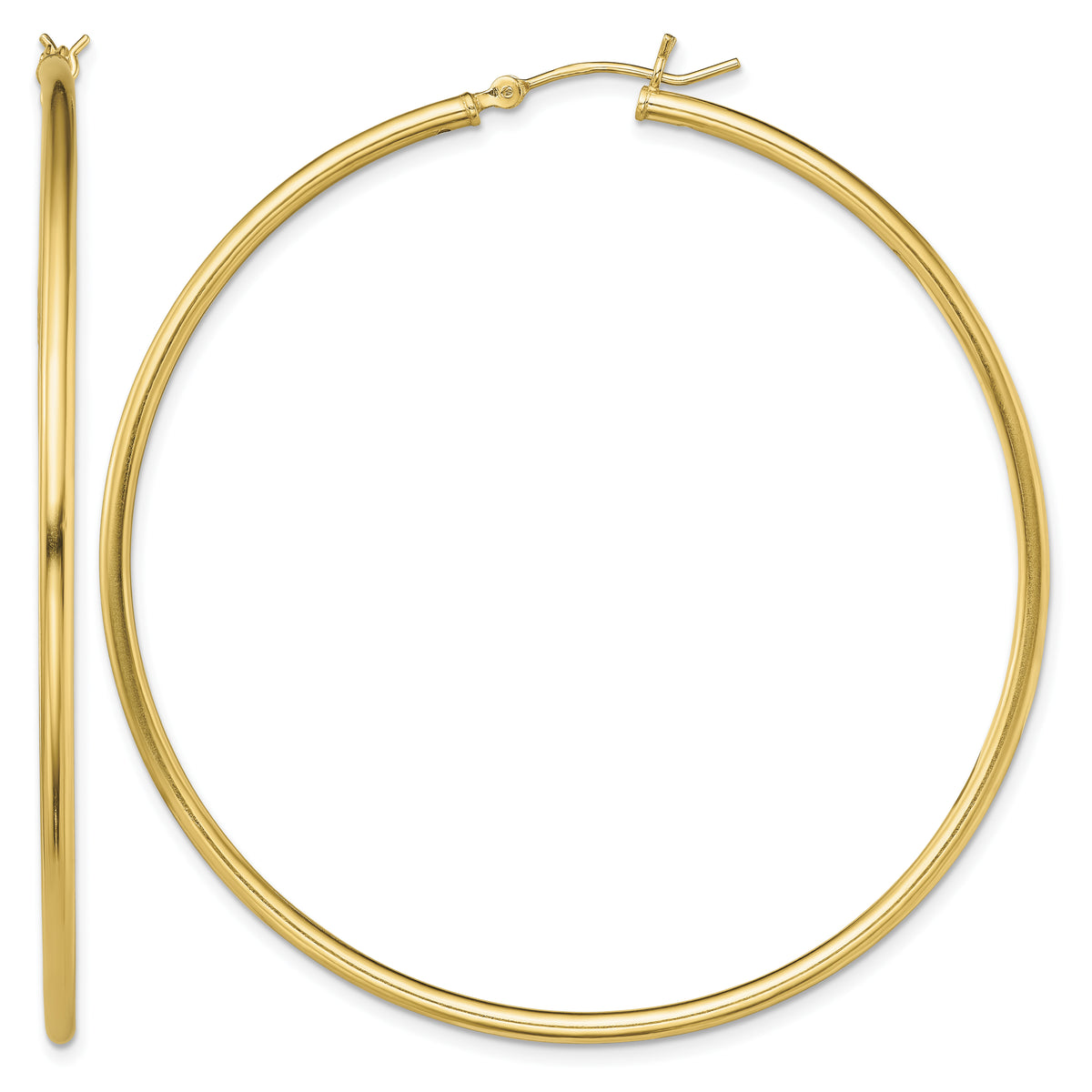 Classic 2mm gold-tone sterling silver hoop earrings, 60 mm — hero view