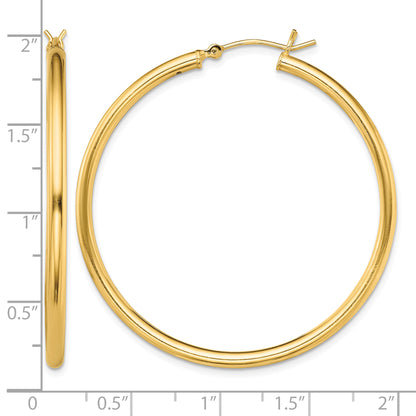 Classic 2mm gold-tone sterling silver hoop earrings, 45 mm — measurement guide