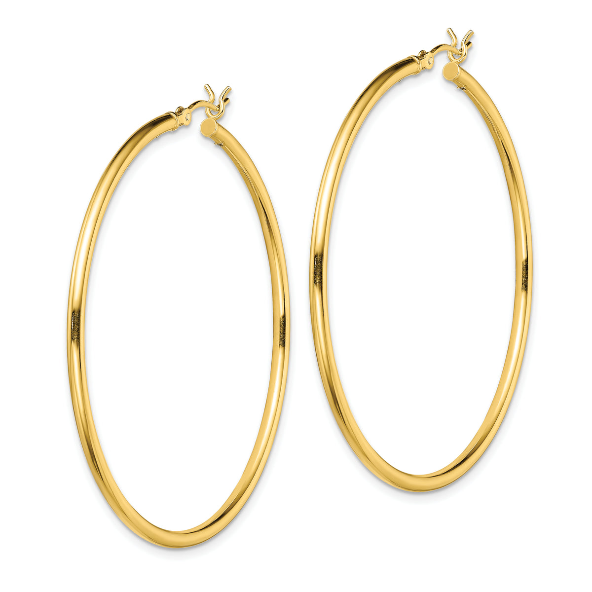 Classic 2mm gold-tone sterling silver hoop earrings, 50 mm — alternate view