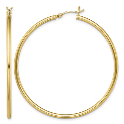 Classic 2mm gold-tone sterling silver hoop earrings, 50 mm — hero view