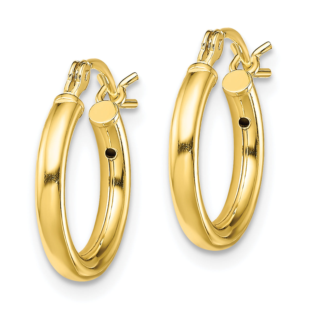 Classic 2mm gold-tone sterling silver hoop earrings, 14 mm — alternate view
