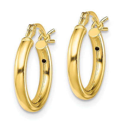 Classic 2mm gold-tone sterling silver hoop earrings, 14 mm — alternate view