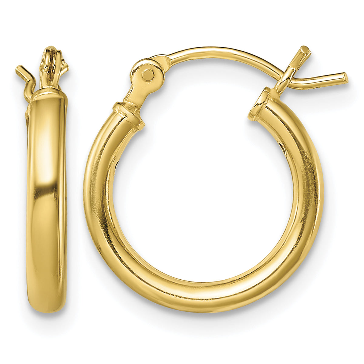 Classic 2mm gold-tone sterling silver hoop earrings, 14 mm — hero view