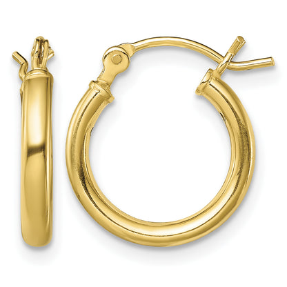 Classic 2mm gold-tone sterling silver hoop earrings, 14 mm — hero view