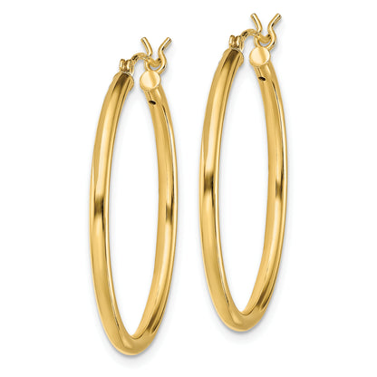 Classic 2mm gold-tone sterling silver hoop earrings, 30 mm — alternate view