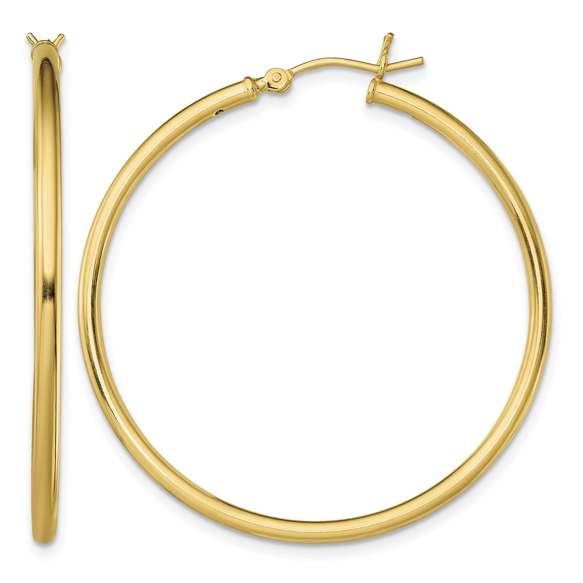 Classic 2mm gold-tone sterling silver hoop earrings, 40 mm — hero view