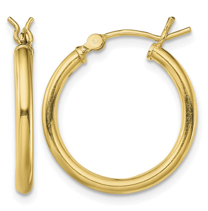 Classic 2mm gold-tone sterling silver hoop earrings, 20 mm — hero view