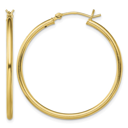 Classic 2mm gold-tone sterling silver hoop earrings, 35 mm — hero view