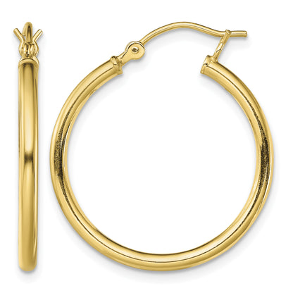 Classic 2mm gold-tone sterling silver hoop earrings, 25 mm — hero view