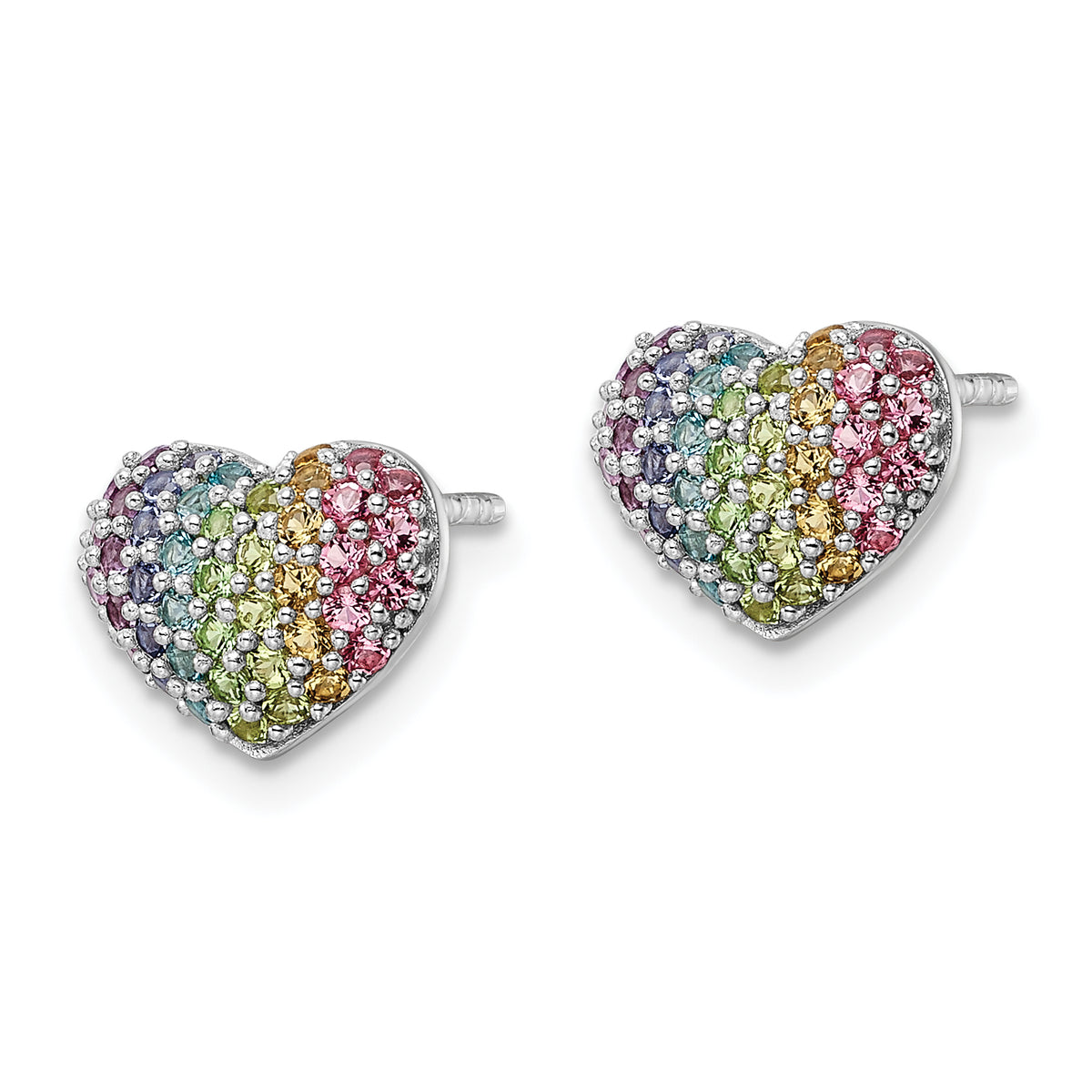 Children’s Multicolor Crystal Heart Earrings larger pair view