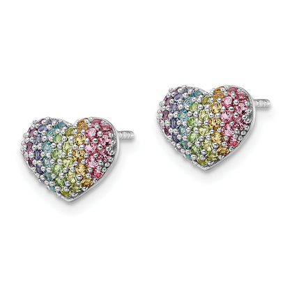 Children’s Multicolor Crystal Heart Earrings larger pair view