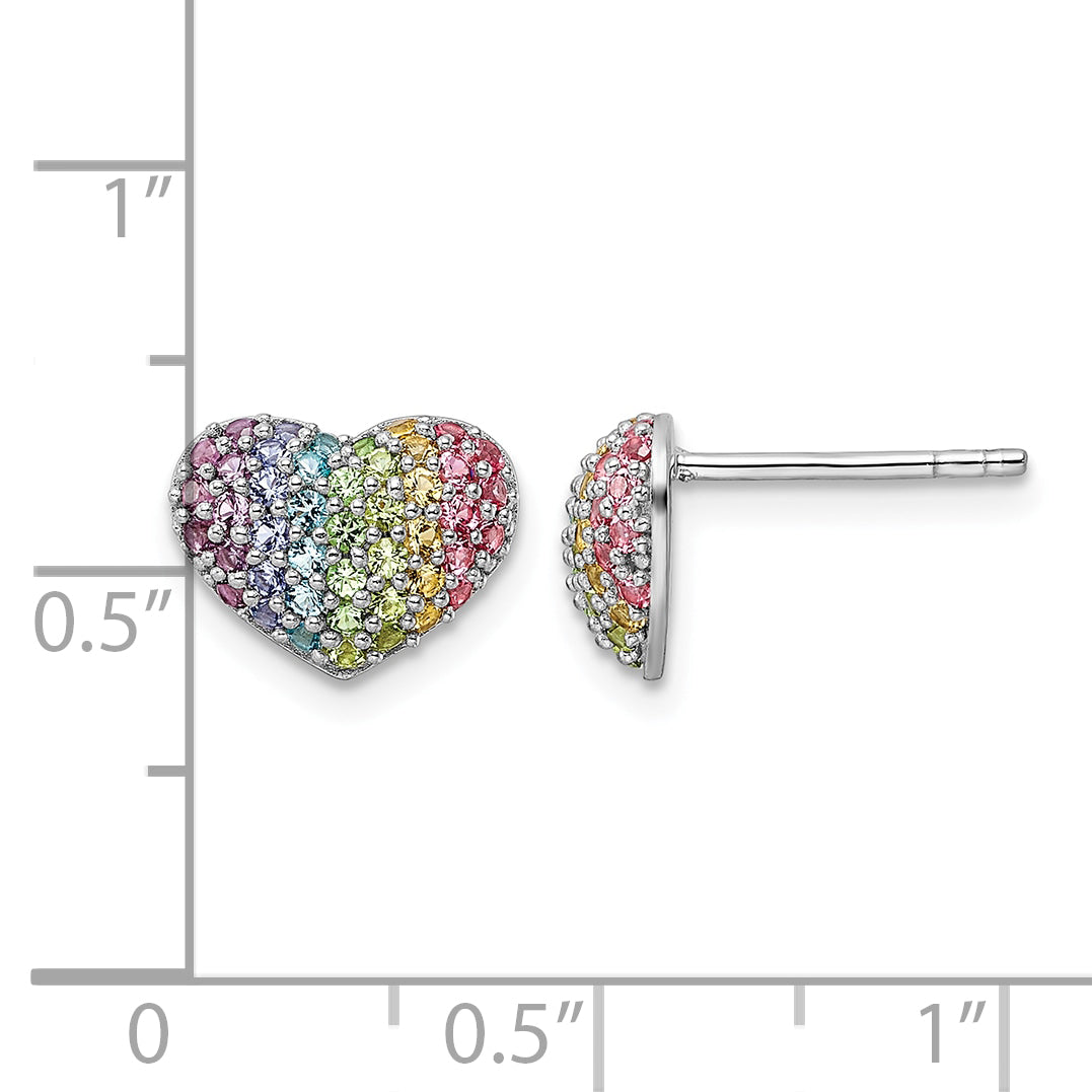 Children’s Multicolor Crystal Heart Earrings larger measurement guide