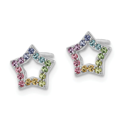 Sterling Silver Multicolor Crystal Star Earrings pair view