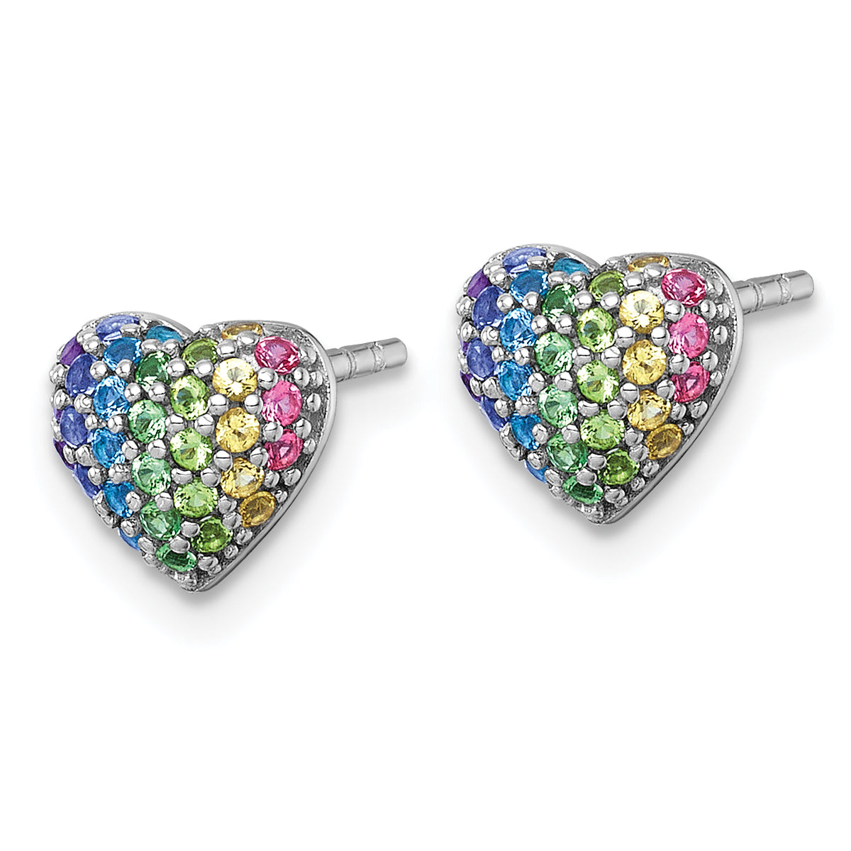 Children’s Multicolor Crystal Heart Earrings petite pair view