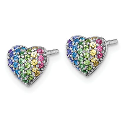Children’s Multicolor Crystal Heart Earrings petite pair view