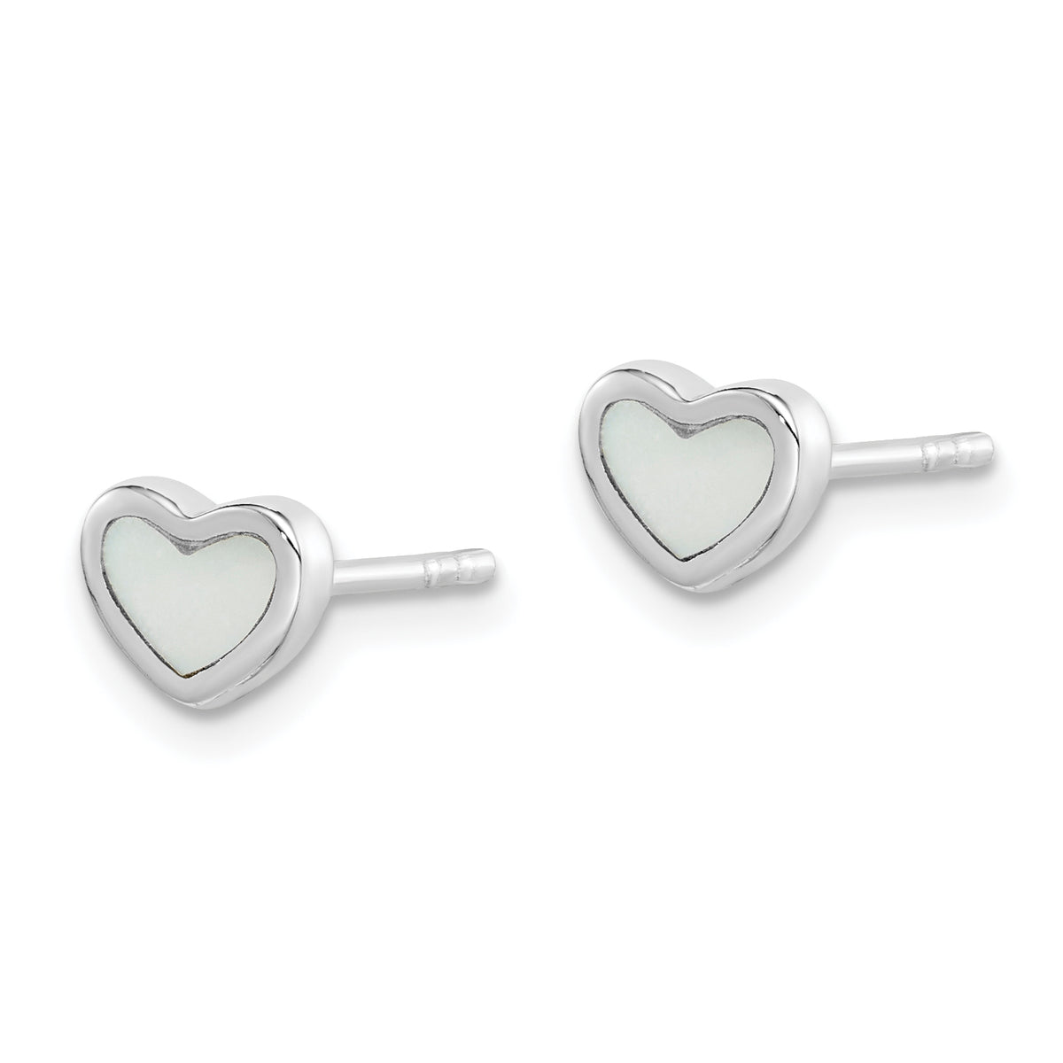Pair of children’s mother-of-pearl heart stud earrings