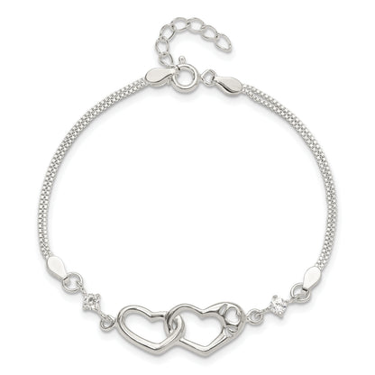 Sterling silver interlocking heart bracelet clasp and extender view