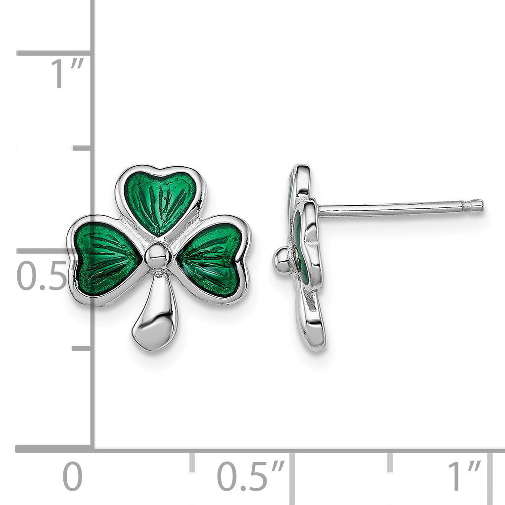 Children’s Green Enamel Shamrock Earrings measurement guide