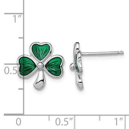 Children’s Green Enamel Shamrock Earrings measurement guide