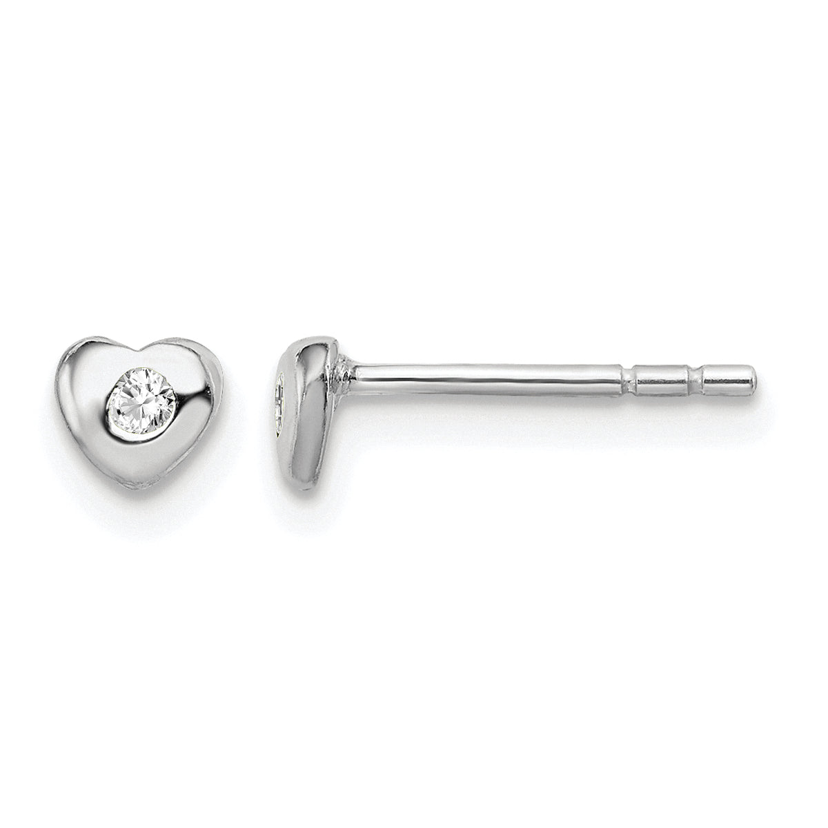 Children’s Birth-Month Crystal Heart Earrings April front and side view