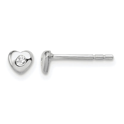 Children’s Birth-Month Crystal Heart Earrings April front and side view