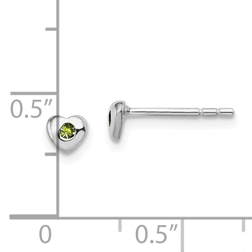 Children’s Birth-Month Crystal Heart Earrings August measurement guide