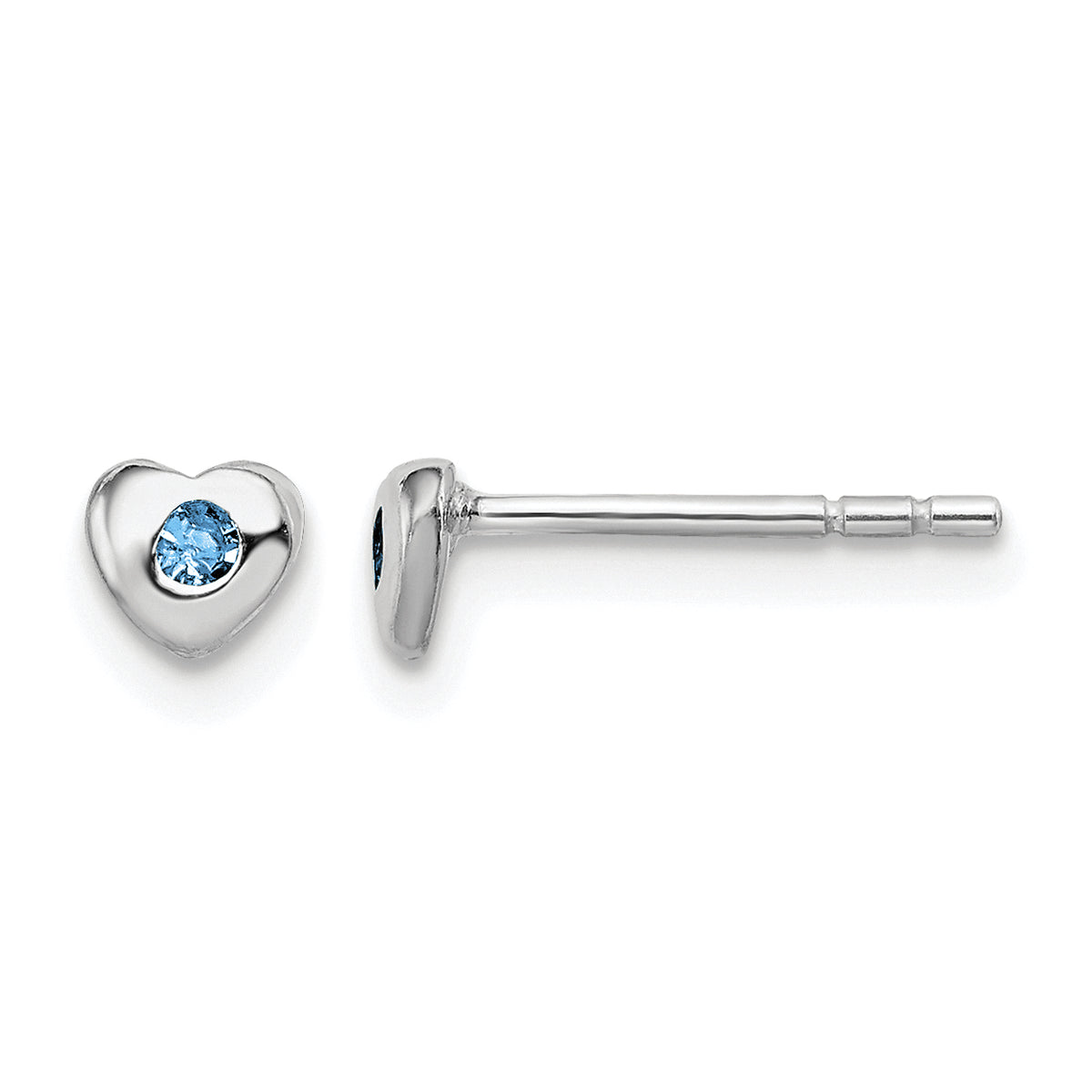 Children’s Birth-Month Crystal Heart Earrings December front and side view