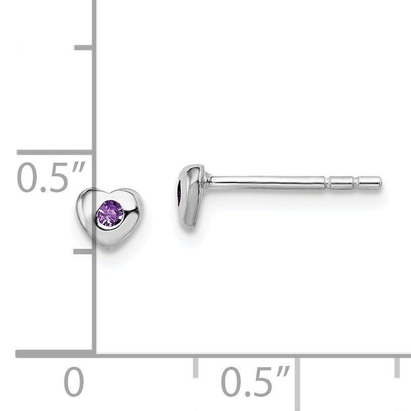 Children’s Birth-Month Crystal Heart Earrings February measurement guide