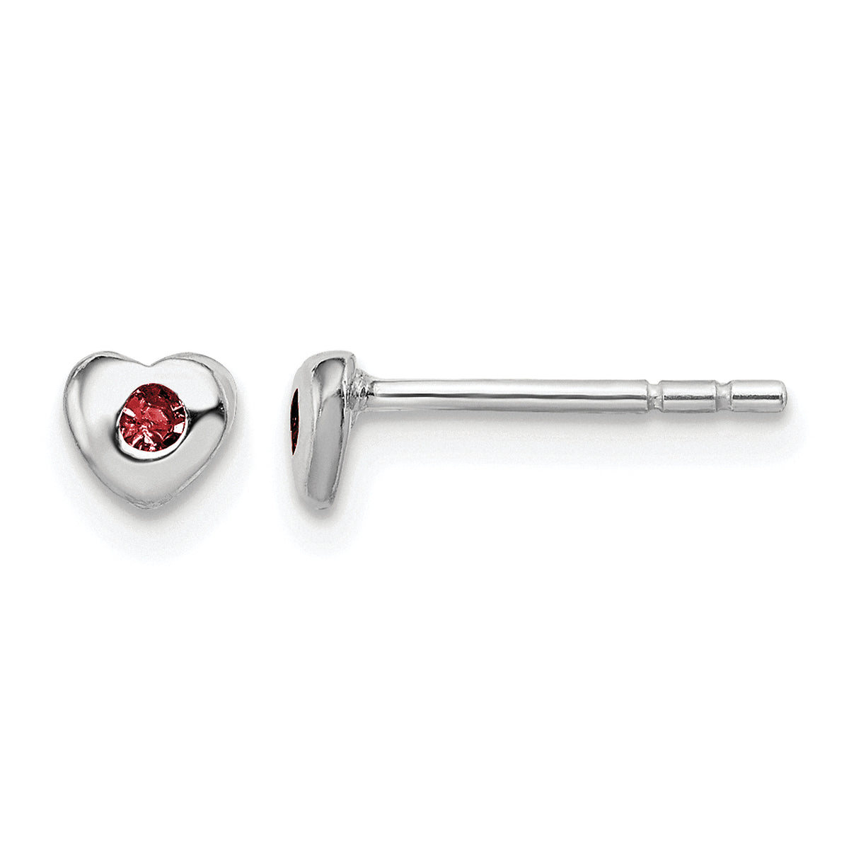 Children’s Birth-Month Crystal Heart Earrings January front and side view