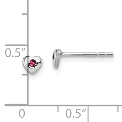 Children’s Birth-Month Crystal Heart Earrings July measurement guide