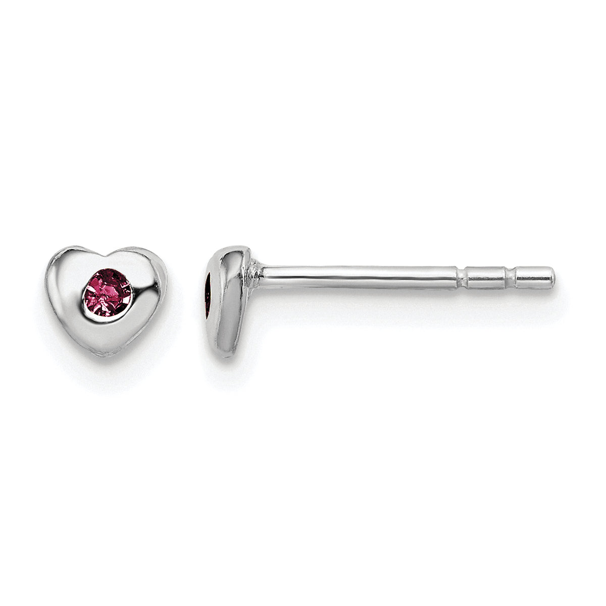 Children’s Birth-Month Crystal Heart Earrings July front and side view