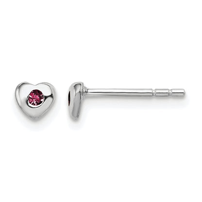 Children’s Birth-Month Crystal Heart Earrings July front and side view